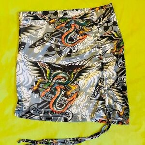 Ed Hardy Gray Patterned Skirt